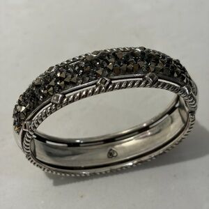 Brighton Silver-Tone Bracelet with Black Crystal Pavé